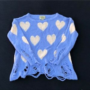 Wildfox distressed heart sweater